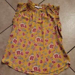 LOFT Yellow Floral Blouse